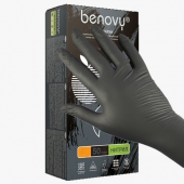 Benovy Перчатки черные нитриловые S (неопудренные), 100шт