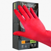 Benovy Перчатки Красные нитриловые неопудренные S, 100шт