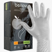 Benovy Перчатки нитриловые XS Серебро, 100шт (неопудренные)