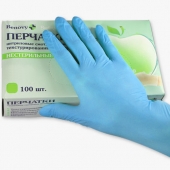 Benovy Перчатки голубые нитриловые L, 100шт (неопудренные)